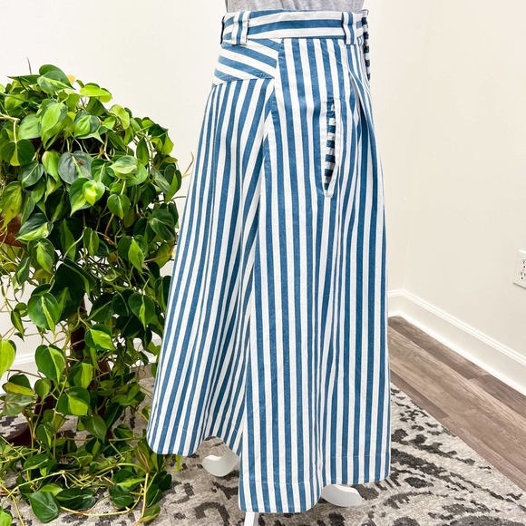 Rachel Antonoff Blue and White Striped Midi Skirt - Picture 4 of 10